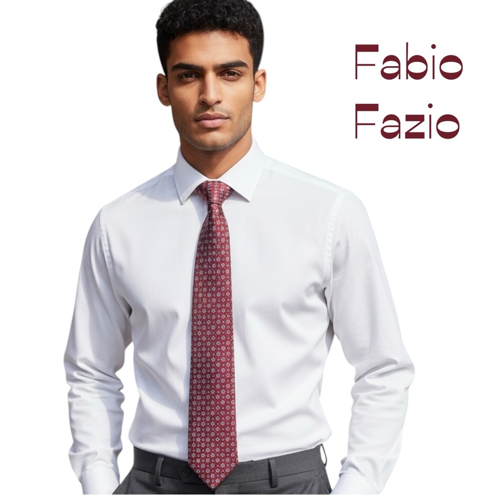 Fabio Fazio Red Blue Floral Diamond Silk Necktie